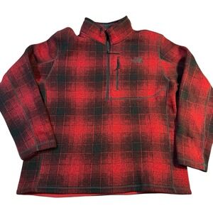 THE NORTH FACE FLEECE 1/2 ZIP PULLOVER MEN'S SIZE XL BUFFALO PLAID RED/BLACK